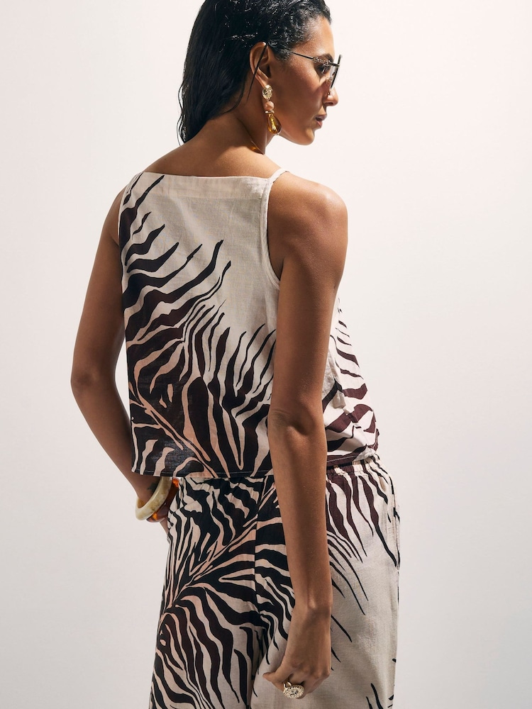 River Island Cream Sleeveless Animal Print Tank Top - Image 2 of 4
