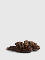 River Island Brown Leather Leopard Print Backless Loafers - Image 5 of 6