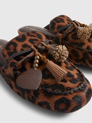 River Island Brown Leather Leopard Print Backless Loafers - Image 6 of 6