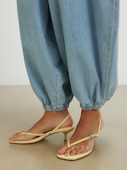 River Island Yellow Toe Thong Low Heel Sandals - Image 1 of 6