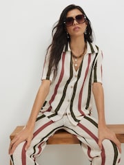 River Island Cream Short Sleeve Crochet Striped Shirt - Image 3 of 4