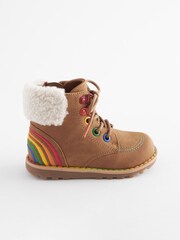 Little Bird by Jools Oliver Tan Brown Rainbow Lace Up Boots - Image 2 of 5