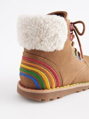 Little Bird by Jools Oliver Tan Brown Rainbow Lace Up Boots - Image 4 of 5