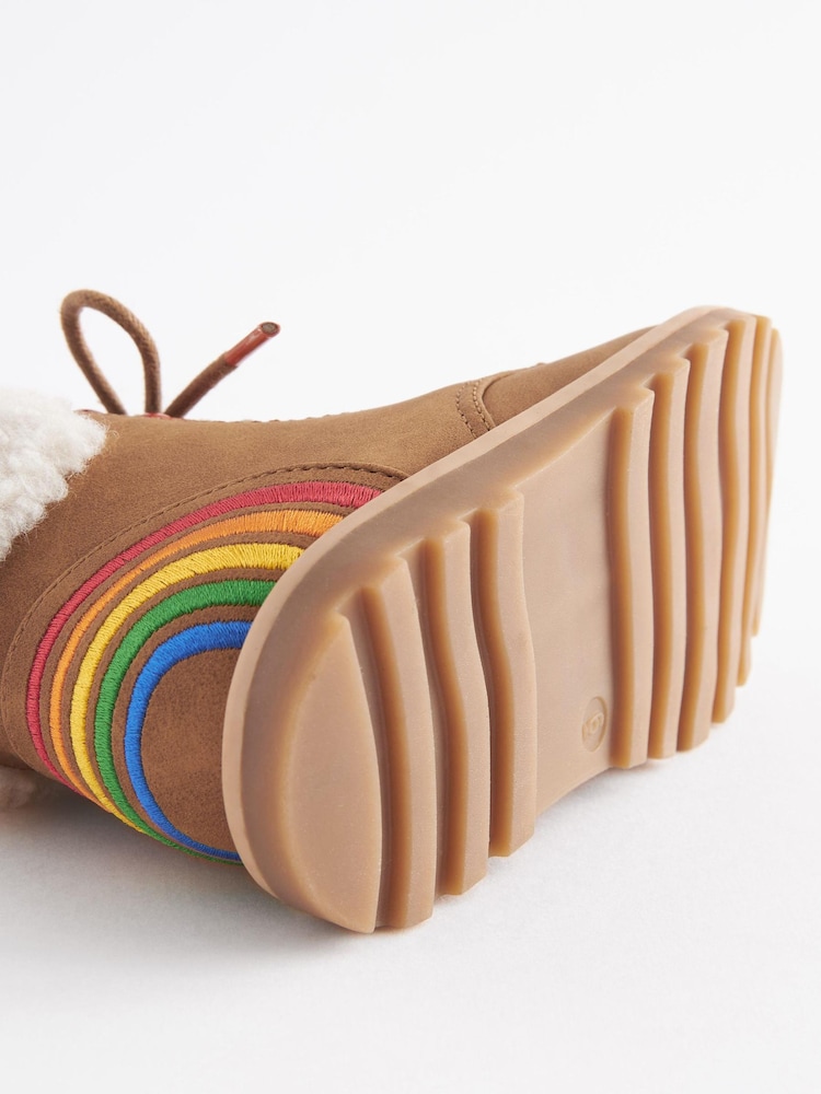 Little Bird by Jools Oliver Tan Brown Rainbow Lace Up Boots - Image 5 of 5