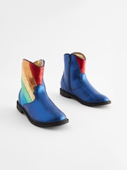 Little Bird by Jools Oliver Navy Younger Rainbow Striped Metallic Western Boots - Image 1 of 6