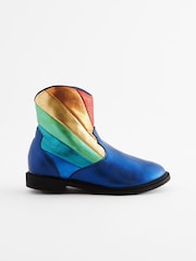 Little Bird by Jools Oliver Navy Younger Rainbow Striped Metallic Western Boots - Image 2 of 6