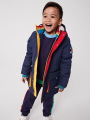 Little Bird by Jools Oliver Navy Shower Resistant Rainbow Parka - Image 2 of 9