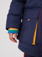 Little Bird by Jools Oliver Navy Shower Resistant Rainbow Parka - Image 5 of 9