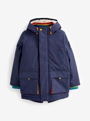 Little Bird by Jools Oliver Navy Shower Resistant Rainbow Parka - Image 7 of 9