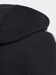 adidas Black 100% Cotton Essentials 3 Stripes Full Zip Hoodie - Image 10 of 11