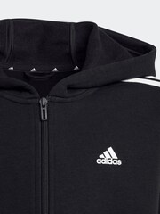 adidas Black 100% Cotton Essentials 3 Stripes Full Zip Hoodie - Image 9 of 11
