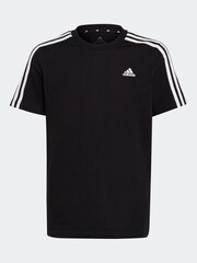 adidas Black Essentials 3 Stripes 100% Cotton T-Shirt - Image 1 of 5