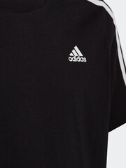 adidas Black Essentials 3 Stripes 100% Cotton T-Shirt - Image 3 of 5
