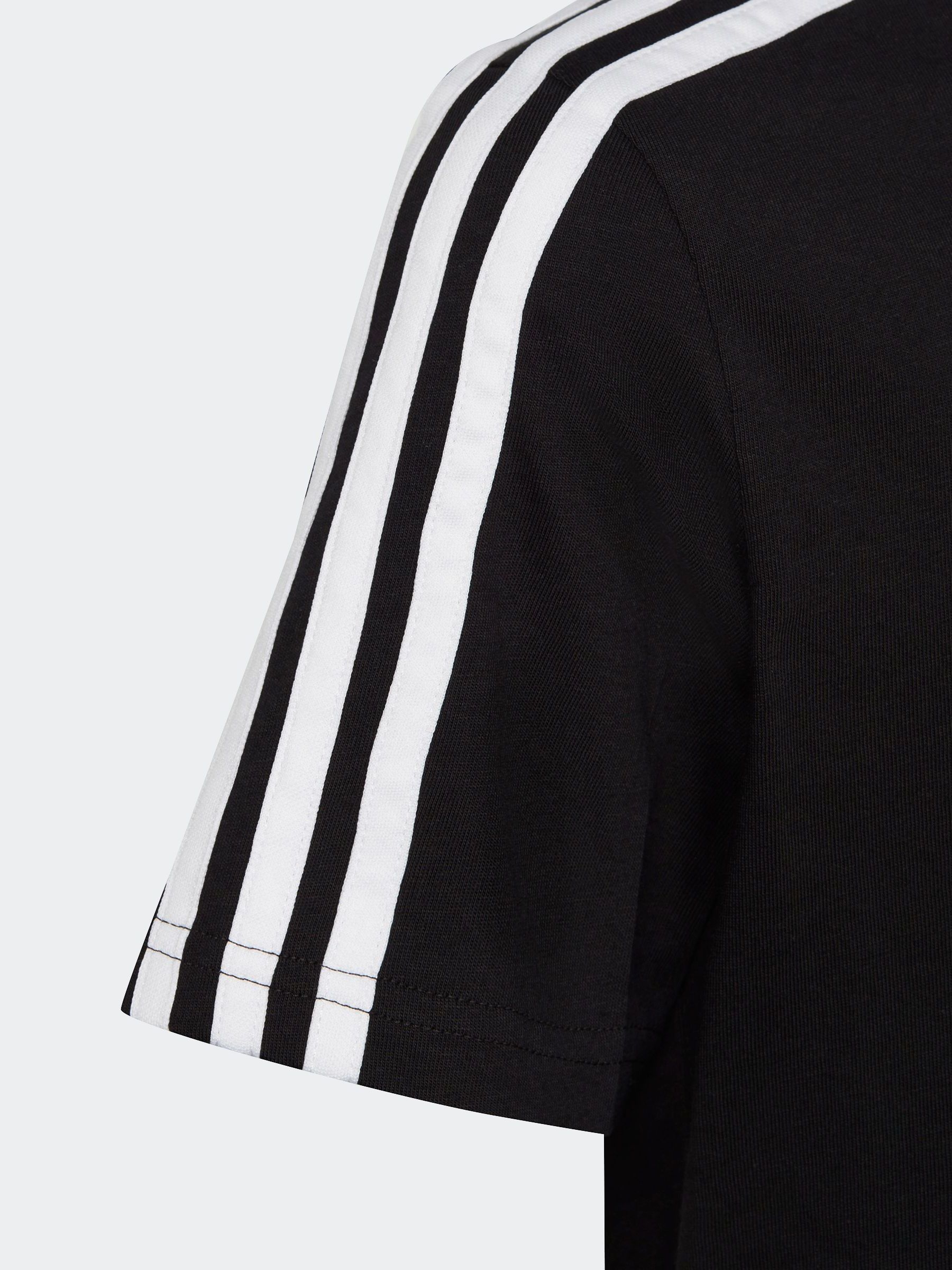 adidas Black Essentials 3 Stripes 100 Cotton T Shirt