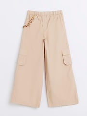 River Island Girls Wide Leg Brown Cargo Trousers - Image 1 of 2