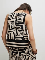 River Island Black Sleeveless Geometric Print Linen Tank Top - Image 3 of 4