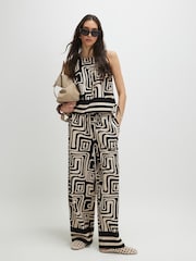 River Island Black Sleeveless Geometric Print Linen Tank Top - Image 4 of 4