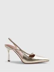 River Island Gold Diamante Slingback Strap Court Heels - Image 2 of 5