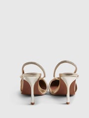 River Island Gold Diamante Slingback Strap Court Heels - Image 4 of 5