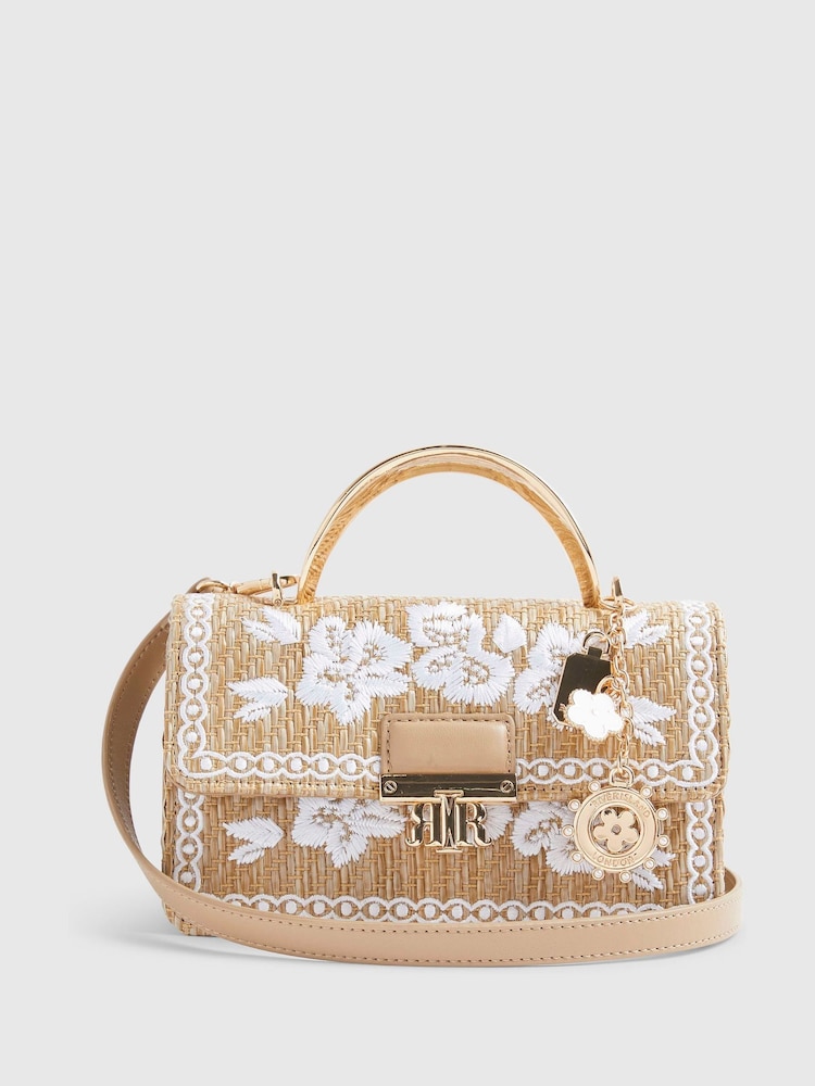 River Island Brown Premium Raffia Crossbody Bag - Image 1 of 5