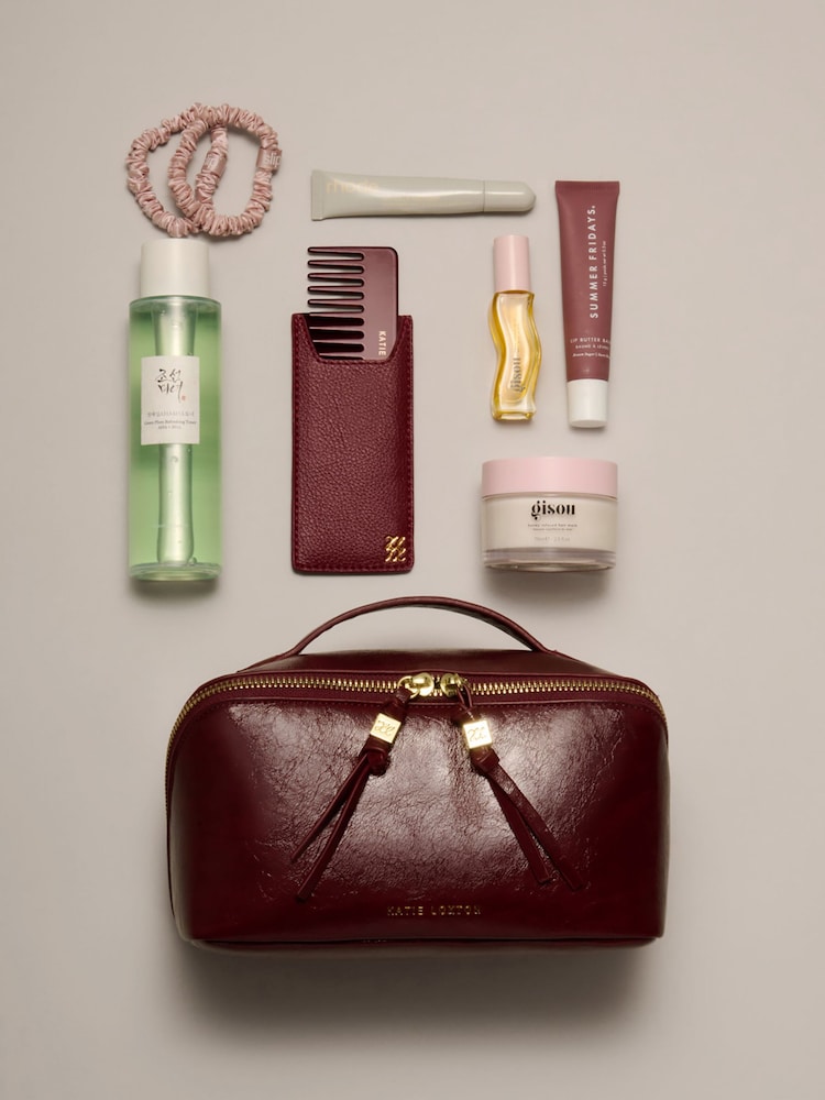Katie Loxton Red Soho Medium Make Up / Wash Bag - Image 2 of 4 Katie Loxton Red Soho Medium Make Up / Wash Bag - Image 2 of 4