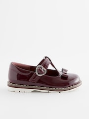 Plum Purple Patent Standard Fit (F) Bow T-Bar Shoes - Image 2 of 6
