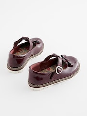Plum Purple Patent Standard Fit (F) Bow T-Bar Shoes - Image 3 of 6