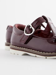 Plum Purple Patent Standard Fit (F) Bow T-Bar Shoes - Image 4 of 6