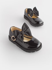 Black Standard Fit (F) Chunky Bow Mary Jane School Shoes - Image 1 of 4