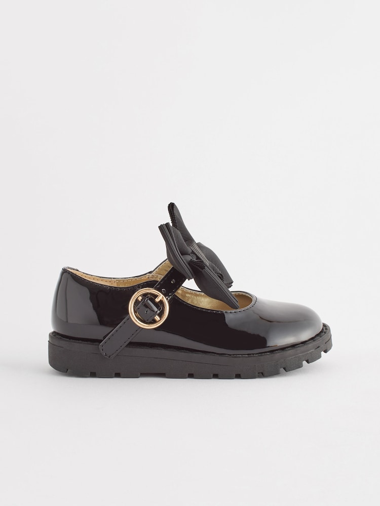 Black Standard Fit (F) Chunky Bow Mary Jane Shoes - Image 2 of 6