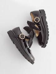 Black Standard Fit (F) Chunky Bow Mary Jane School Shoes - Image 2 of 4