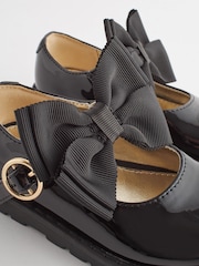 Black Standard Fit (F) Chunky Bow Mary Jane School Shoes - Image 3 of 4