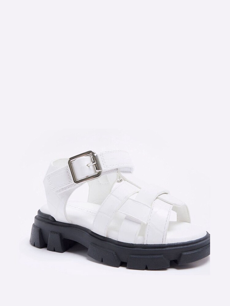 River Island Mädchen Sandalen mit dicker Sohle und T-Steg, Weiß - Bild 2 von 5