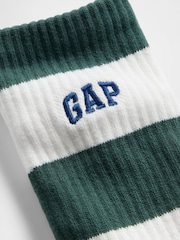 Gap Green/White Rugby Stripe Logo Crew Socks - Image 2 of 2