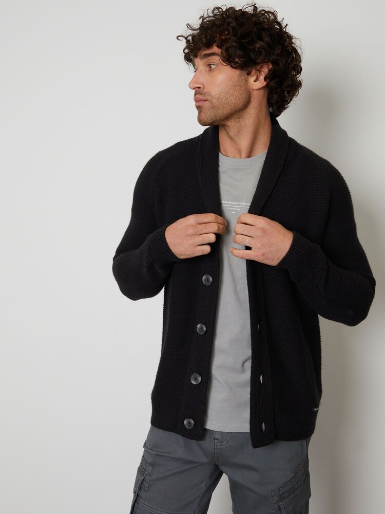 Threadbare Black Shawl Collar Cardigan - Image 1 of 4