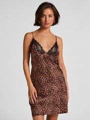 Hunkemoller Black Leopard Gabrielle Slip Dress - Image 1 of 5