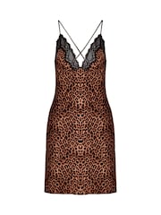Hunkemoller Black Leopard Gabrielle Slip Dress - Image 4 of 5