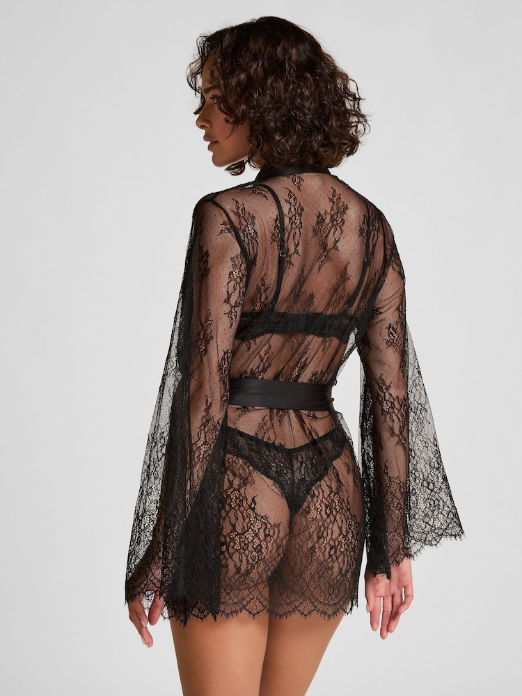 Hunkemoller Black Allover Lace Kimono - Image 2 of 5 Hunkemoller Black Allover Lace Kimono - Image 2 of 5