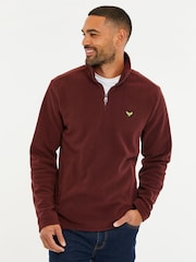 Threadbare Burgundy Red Quarter Zip Fleece Sweatshirt - Image 1 of 6