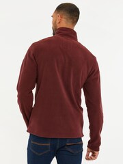 Threadbare Burgundy Red Quarter Zip Fleece Sweatshirt - Image 2 of 6