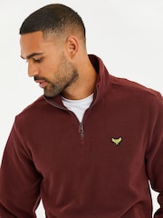 Threadbare Burgundy Red Quarter Zip Fleece Sweatshirt - Image 6 of 6