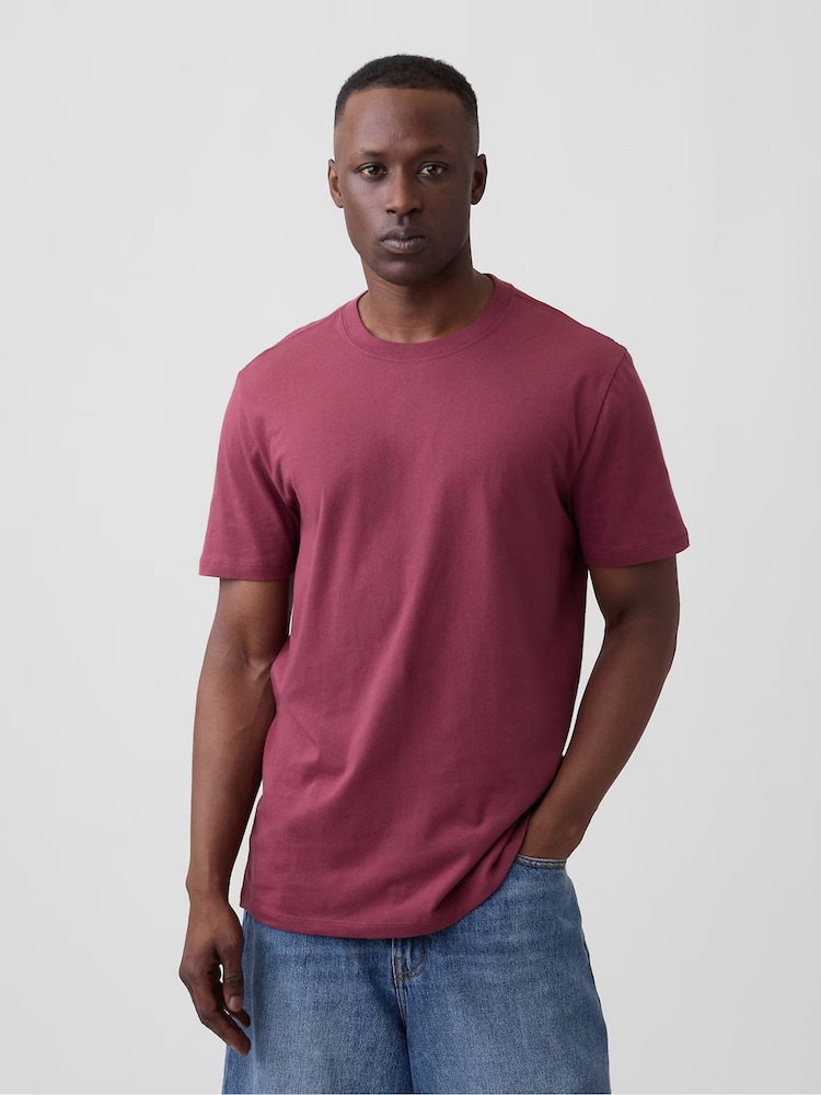 Gap Burgundy Red Everyday Soft Crew Neck T-Shirt - Image 1 of 4
