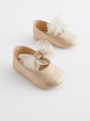 Gold Bow Ballet Occasion Baby Shoes (0-24mths) - Image 1 of 6