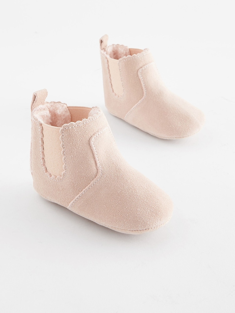 Pink Leather Chelsea Baby Boots (0-24mths) - Image 1 of 4 Pink Leather Chelsea Baby Boots (0-24mths) - Image 1 of 4
