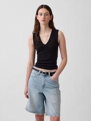 Gap Black Modern V-Neck Vest Top - Image 1 of 4