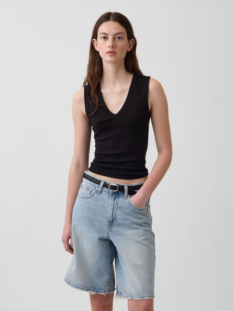 Gap Black Modern V-Neck Vest Top - Image 1 of 4 Gap Black Modern V-Neck Vest Top - Image 1 of 4