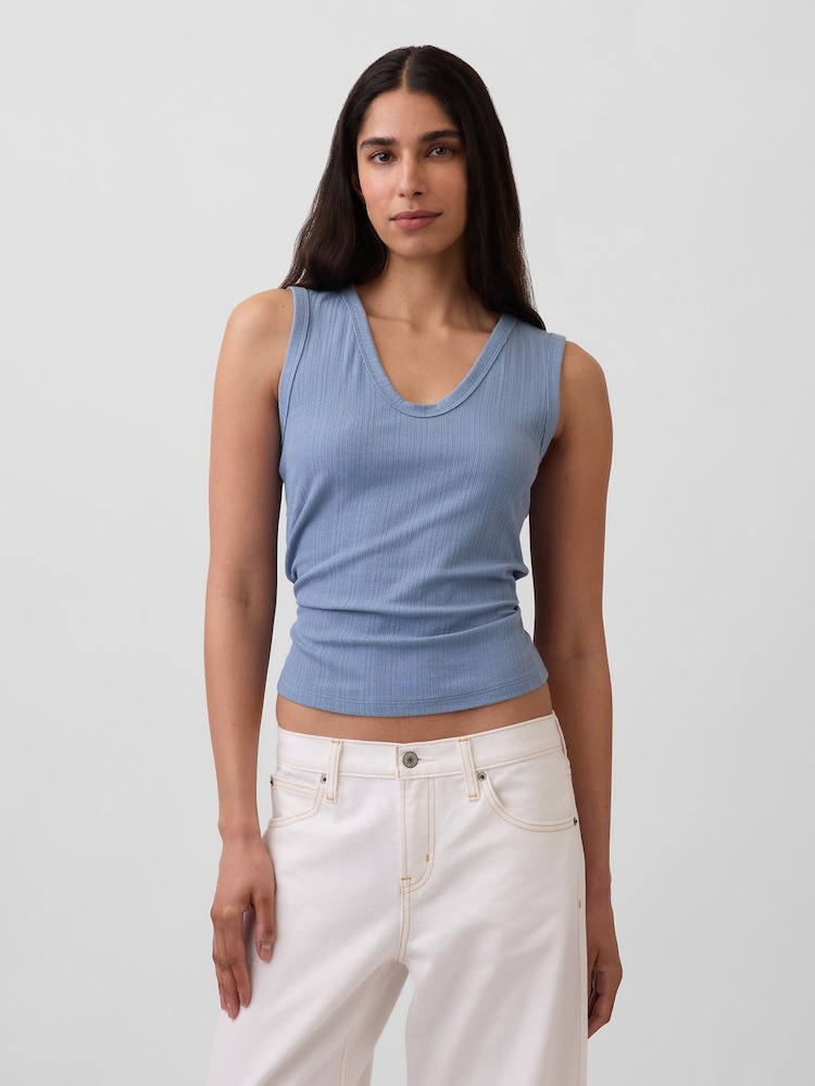 Gap Light Blue Modern Rib Scoop V-Neck Vest - Image 1 of 4