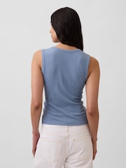 Gap Light Blue Modern Rib Scoop V-Neck Vest - Image 2 of 4