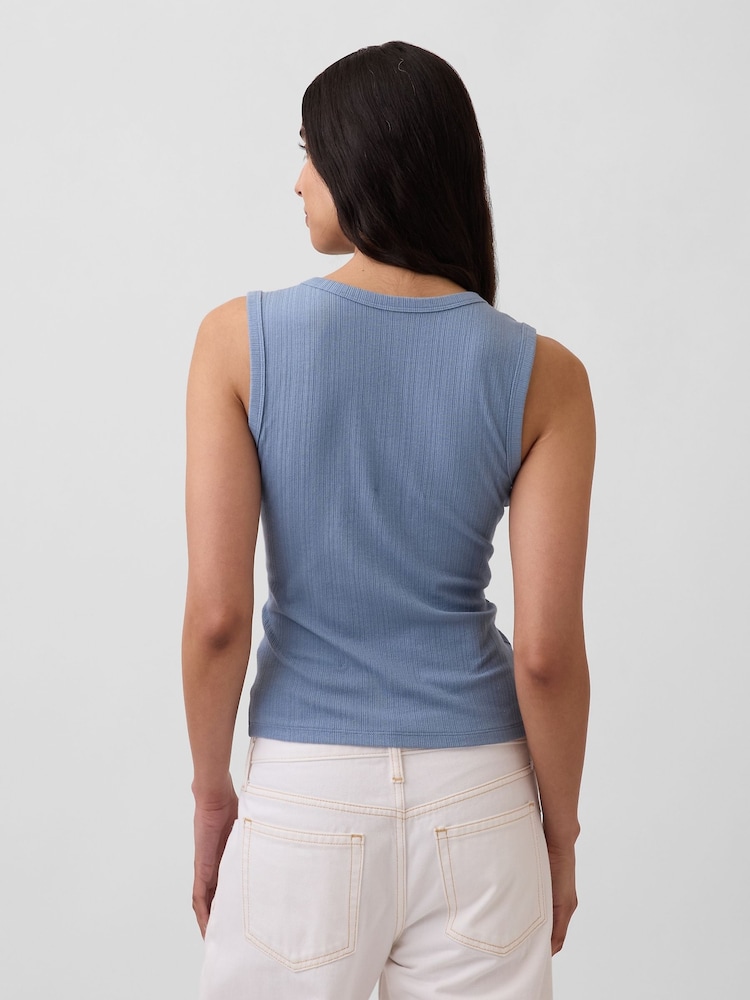 Gap Light Blue Modern Rib Scoop V-Neck Vest - Image 2 of 4