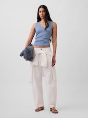 Gap Light Blue Modern Rib Scoop V-Neck Vest - Image 3 of 4